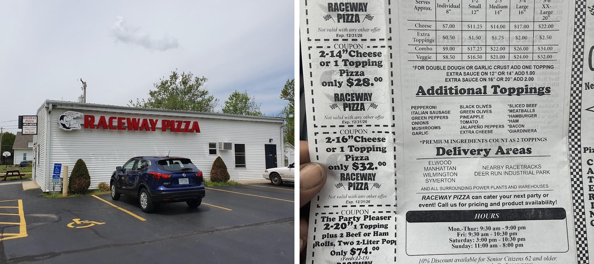 Raceway Pizza & More Menu