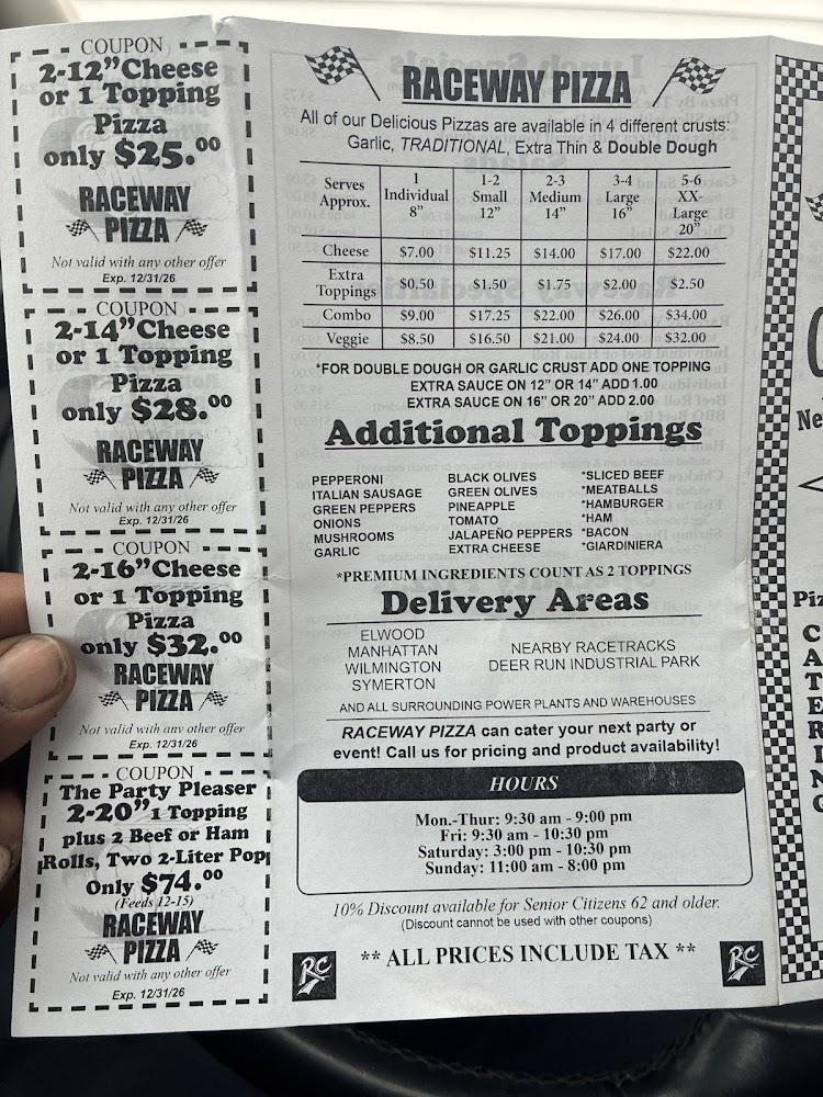 Raceway Pizza & More Menu image 1